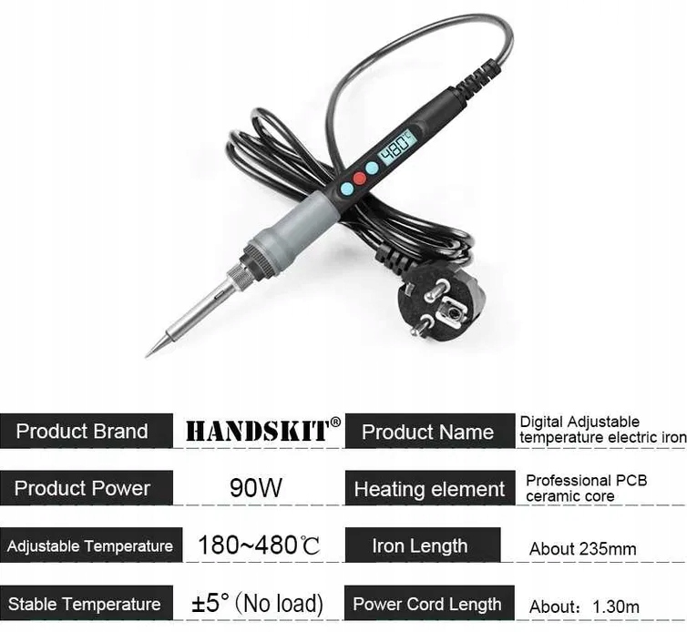 Lutownica z Podświetlanym LCD 90W 180-480 stopni Marka Rosfix