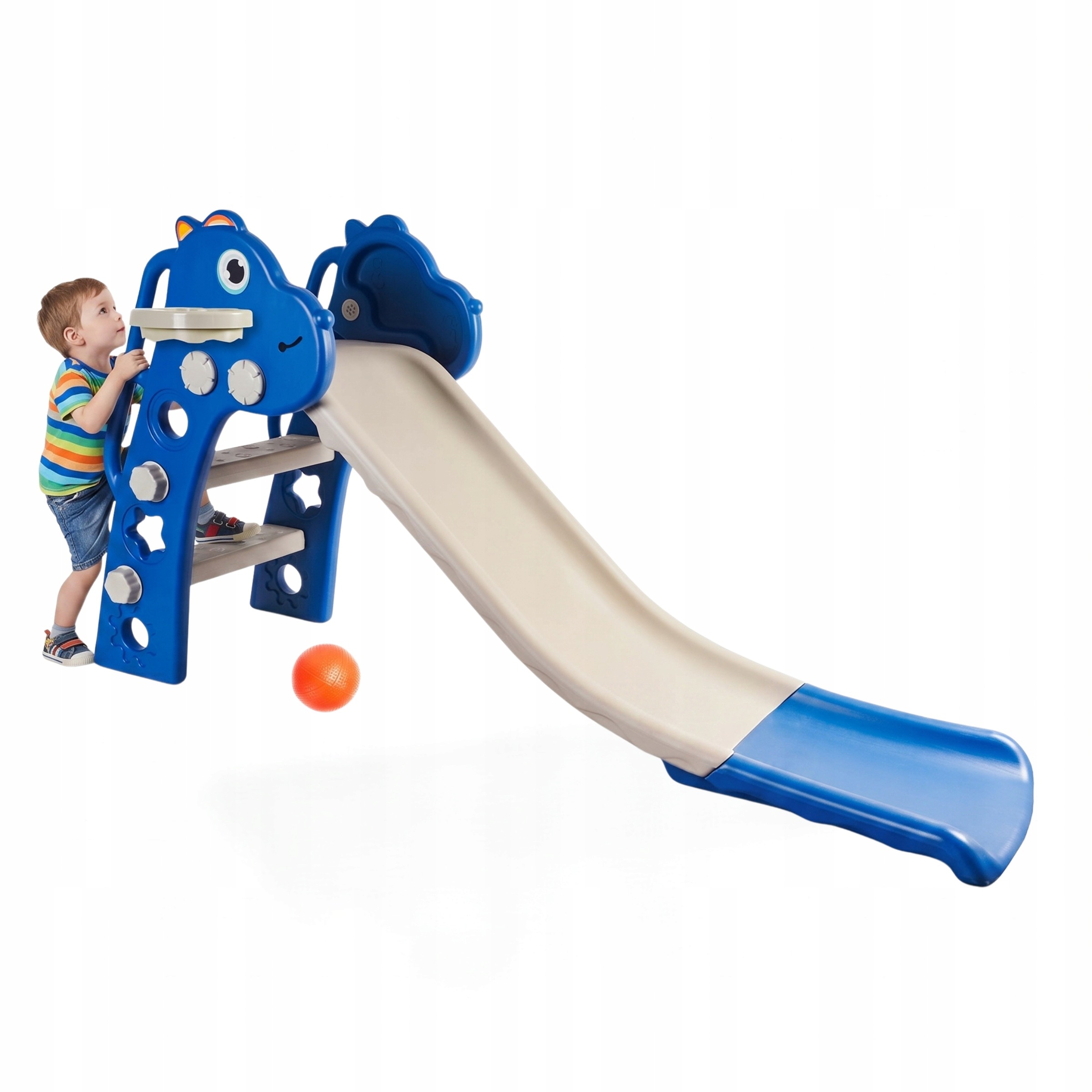 Zjeżdżalnia Dla Dzieci Aga4Kids 130 cm Niebieska Plastikowa Do Ogrodu Domu