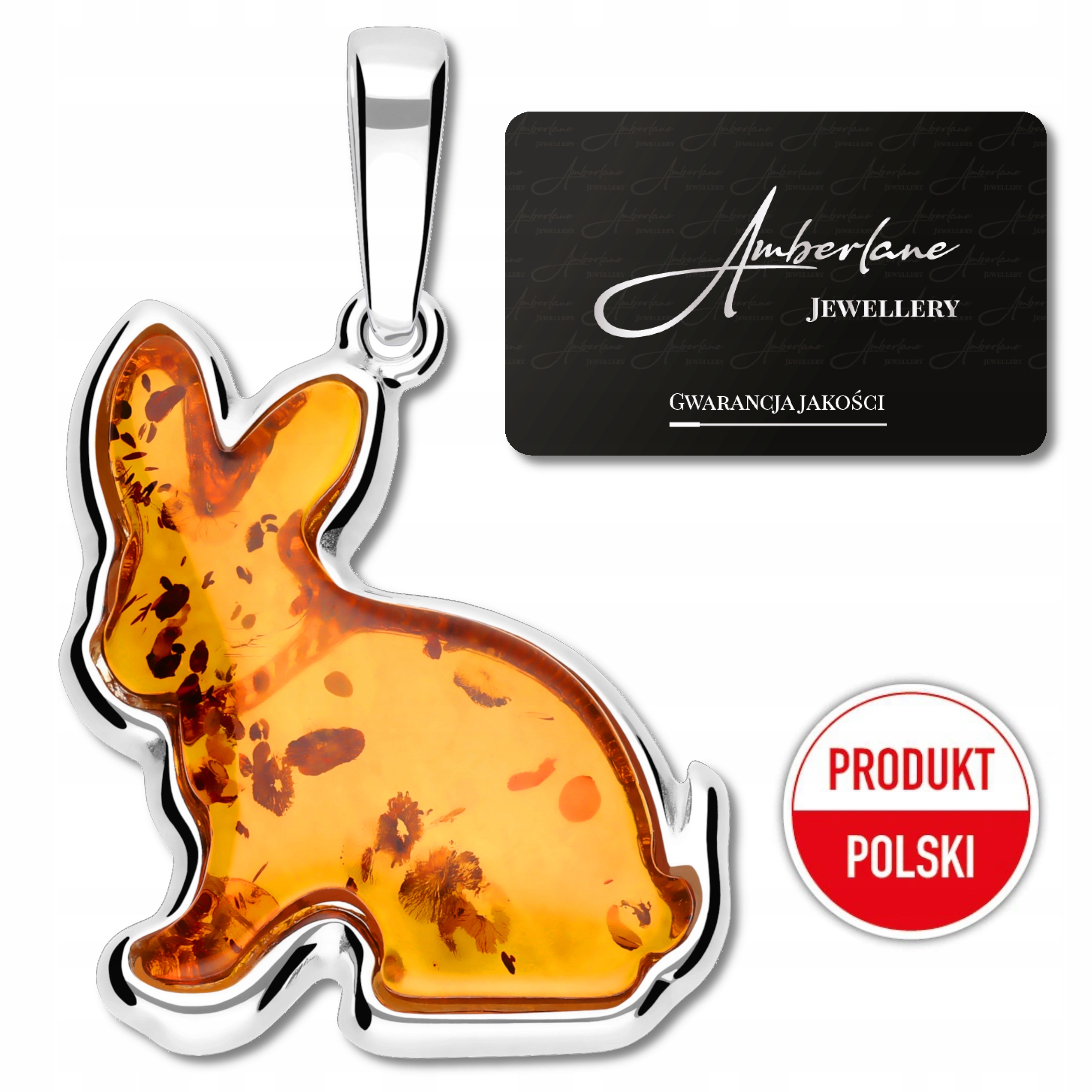 Přívěsek Přívěsek Králík stříbro 925 s přírodním baltským Jantarem