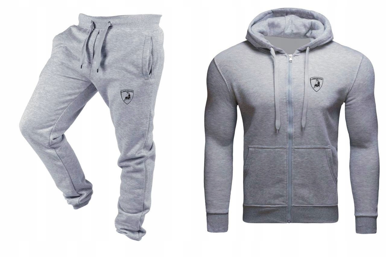 Tepláková Souprava Teplákovka Lamborghini Pánská Rozepínací Šedá M