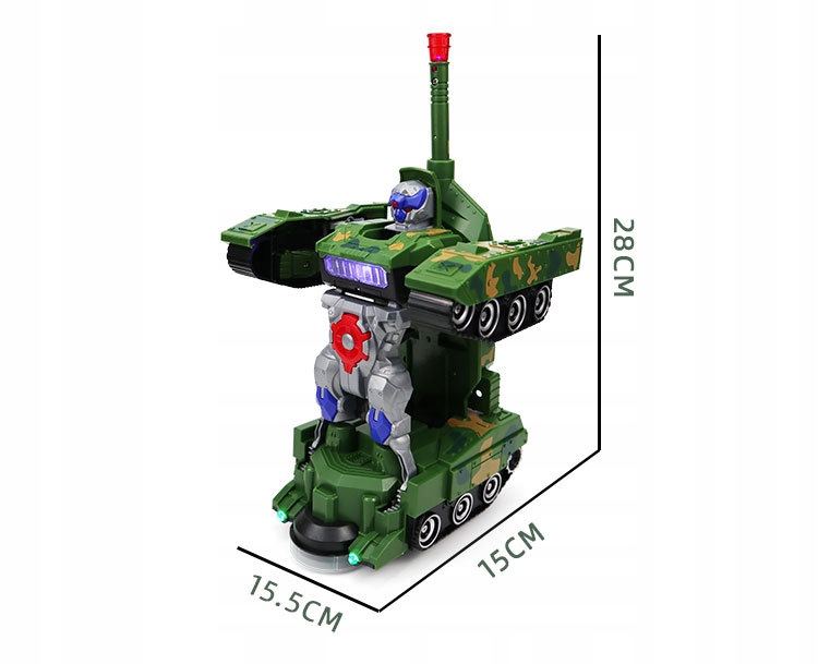 CZOŁG WOJSKOWY Z DŹWIĘKI Światła Z ROBOT 2W1 Długość 10 cm
