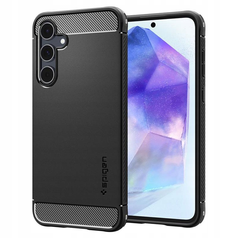 Etui Spigen do Samsung Galaxy A55 5G Rugged Armor Oryginalne Czarne Plecki