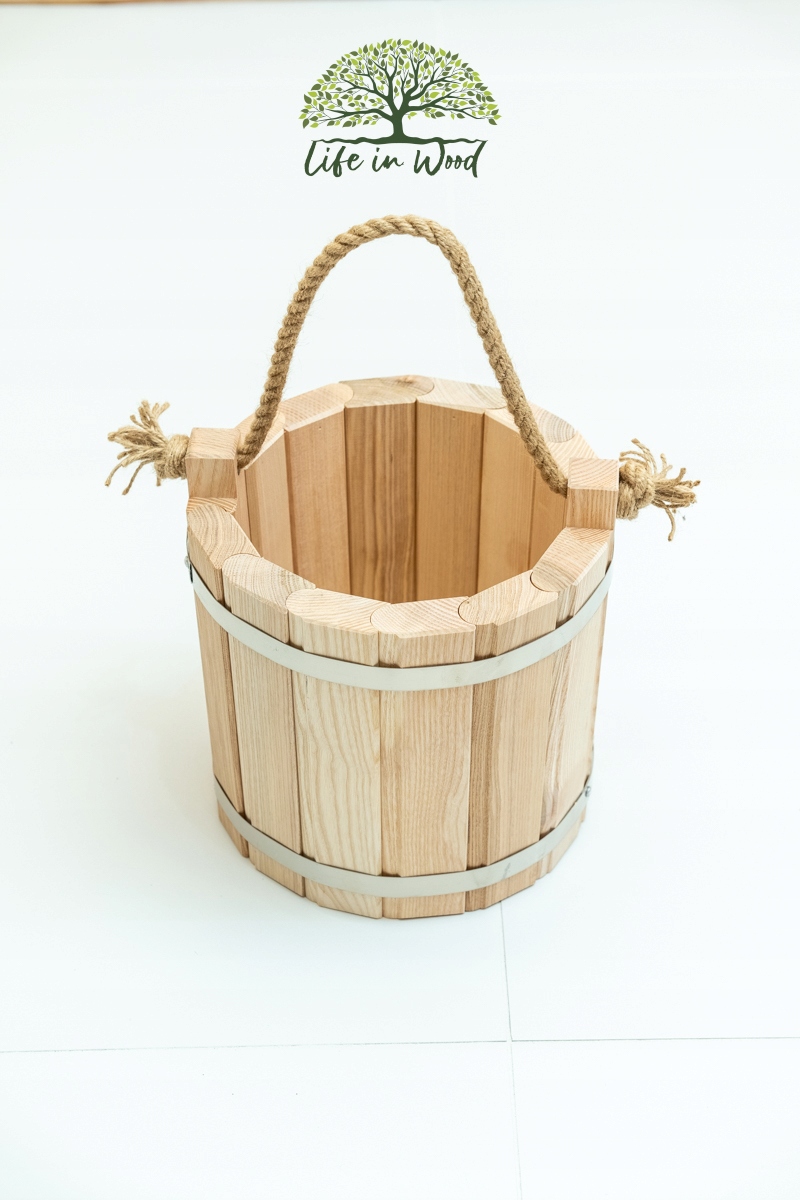 Kbelík Jasanový kbelík dřevěný s jasanem 28 cm Velmi pevný květináč