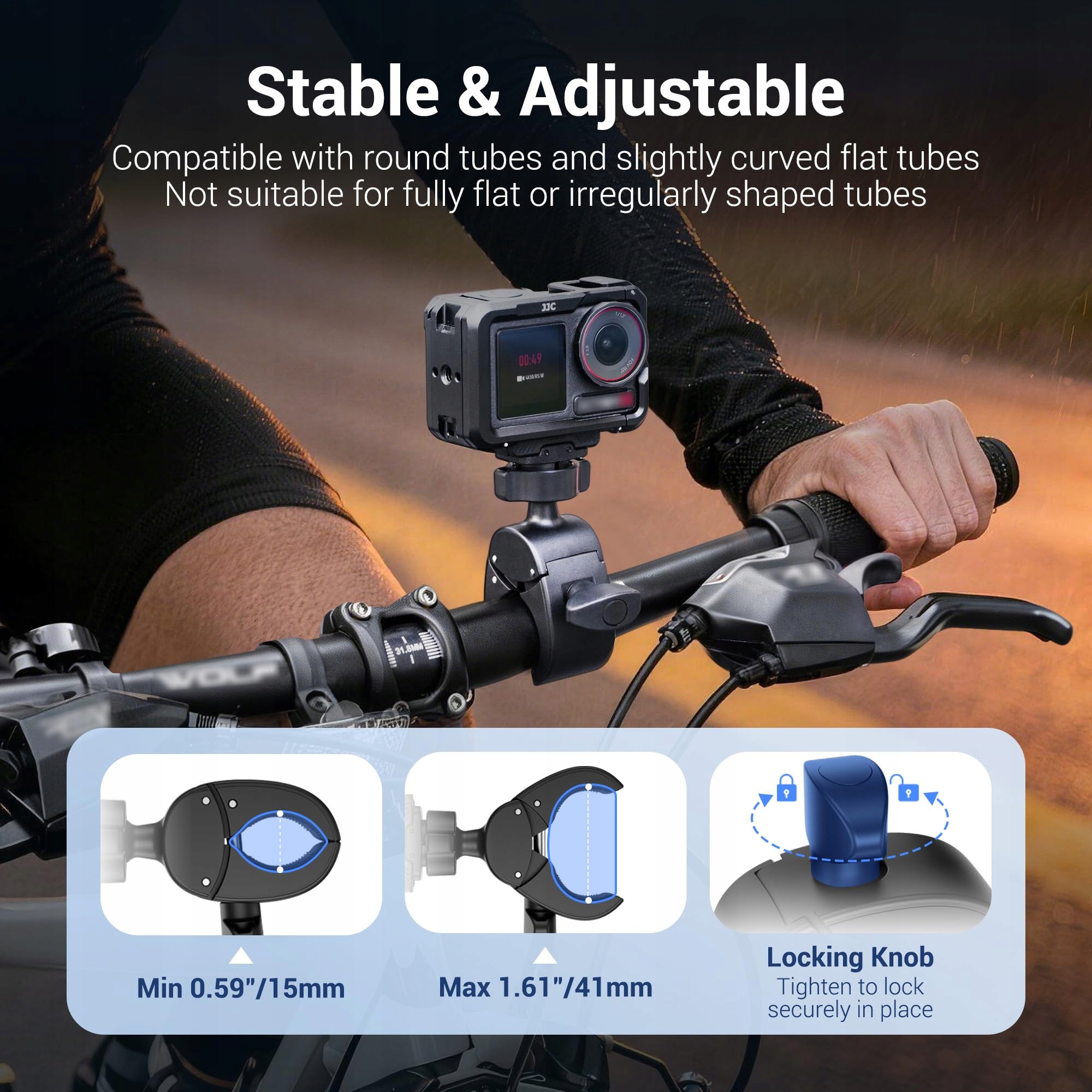 Uchwyt Magnetyczny Na Kierownicę Motocykla DJI Osmo Action 5 Pro JJC — miniatura 2