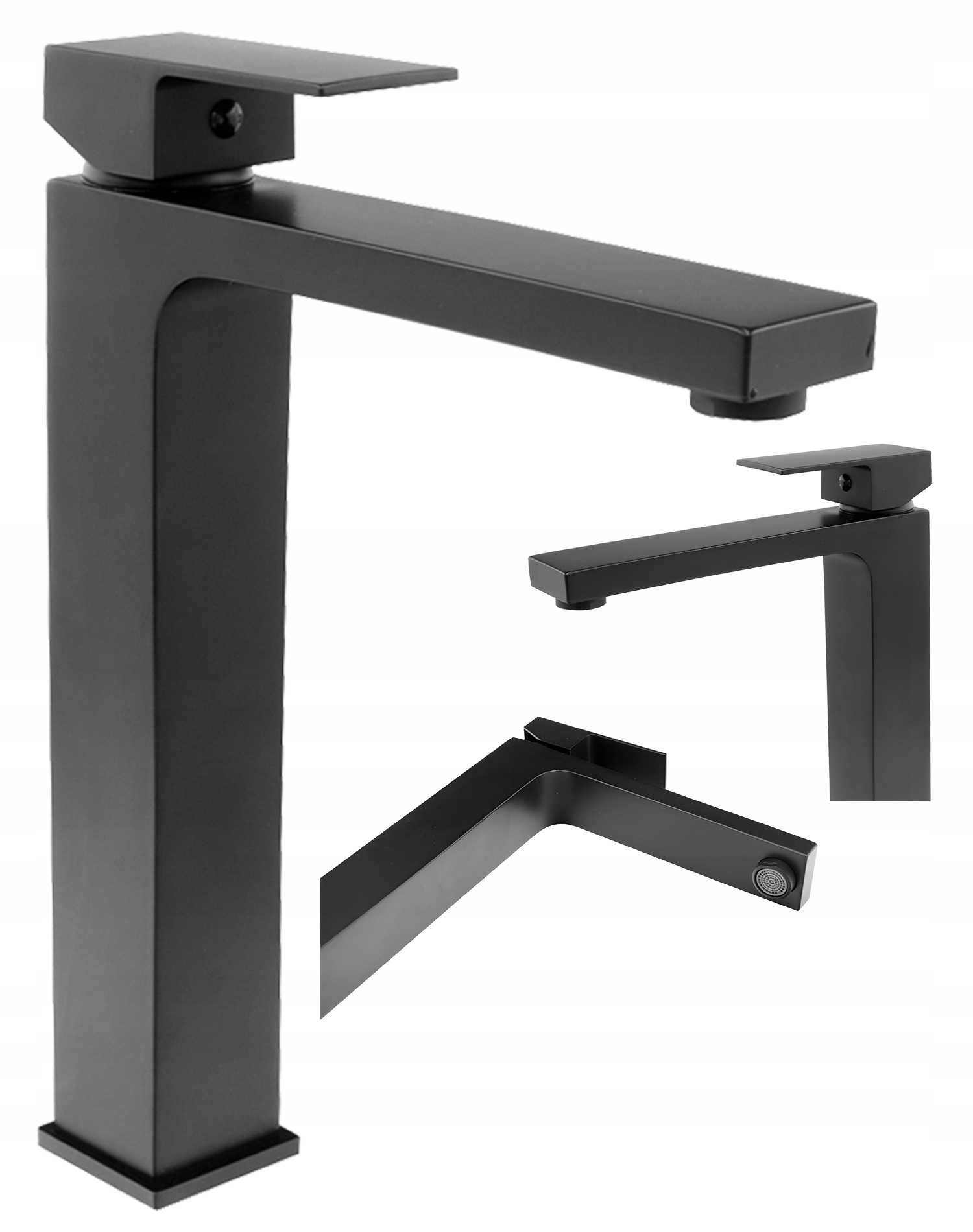 Kúpeľňová Umývadlová Batéria Čierna, Vysoká Doska, Jednoduchý Výtok Cube