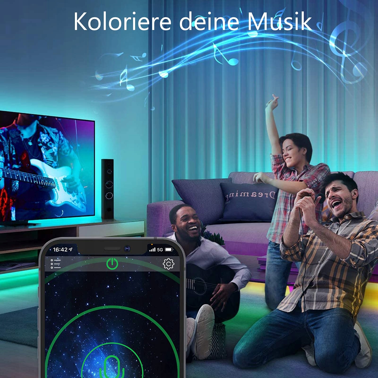 ALED LIGHT Bluetooth Wodoodporne Taśmy LED RGB 10M Z Pilotem i Zasilaczem — miniatura 4
