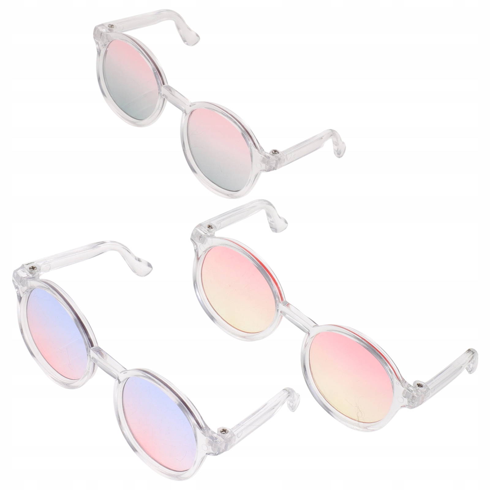 3 SZT. PLASTIKOWE OKULARY DO ZABAWY DLA LALEK, MIKS KOLORÓW