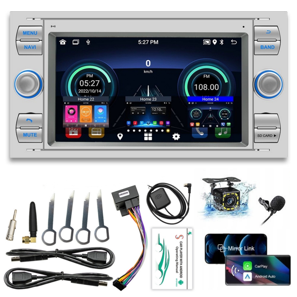 Radio 2 Din Android Ford Focus Mondeo Galaxy C-Max 2GB+32GB