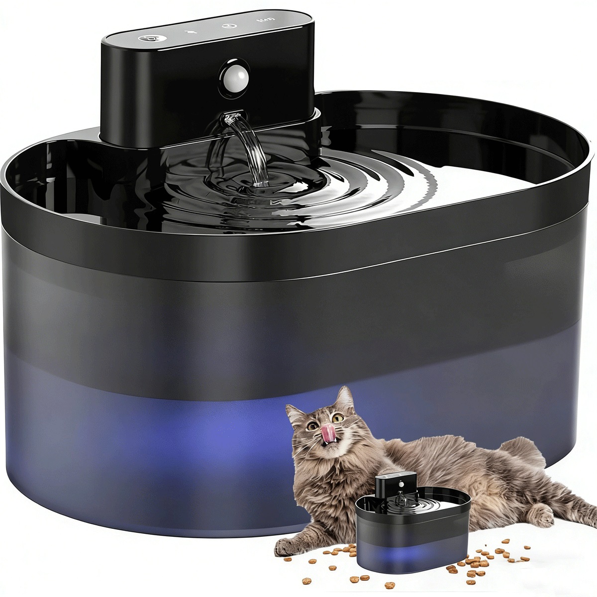 Fontanna dla kota 2.2L bezprzewodowa z bateriš 2600mAh 3 tryby czarna