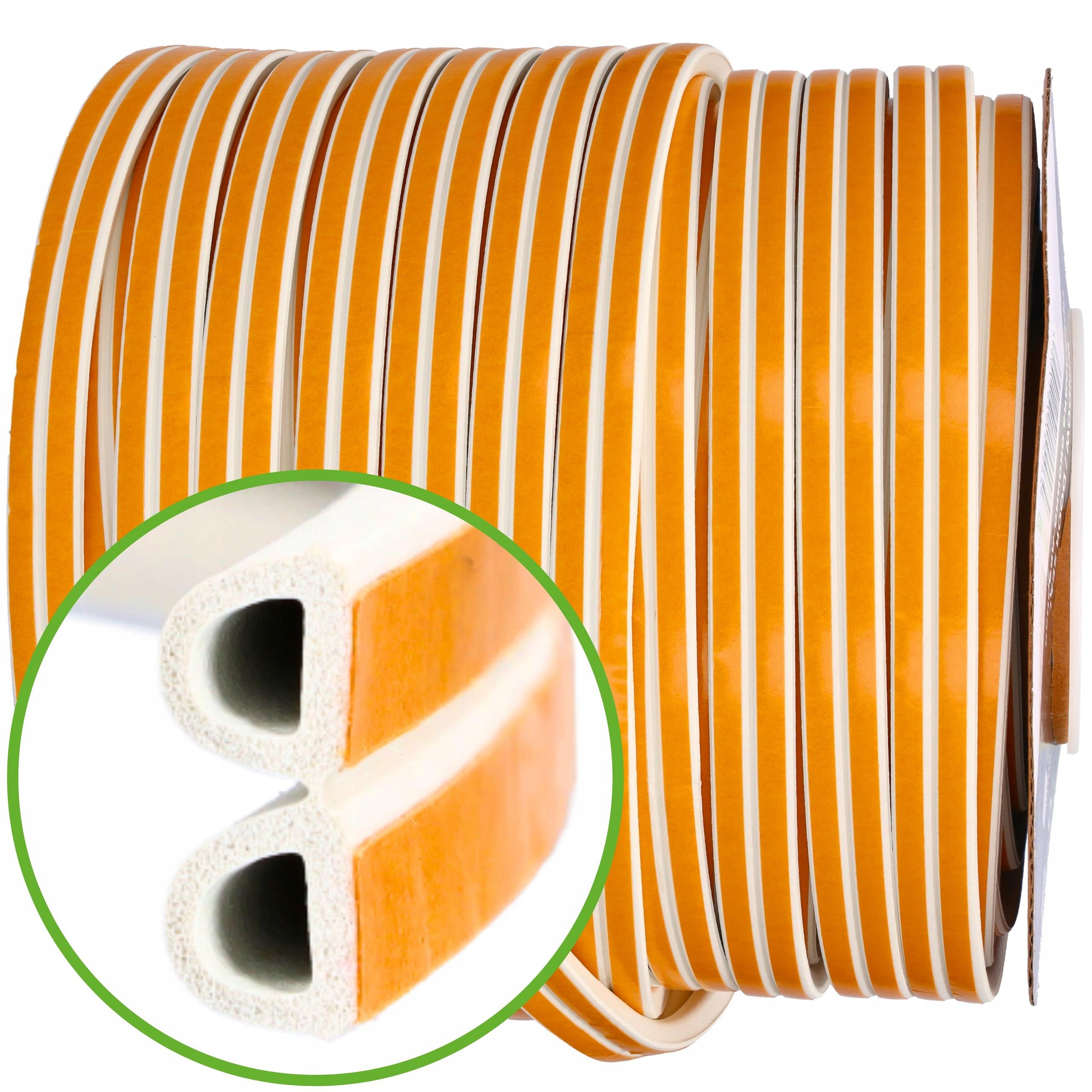 Samolepicí gumové těsnění pro dveře oken D 100 m Bílé velké mezery