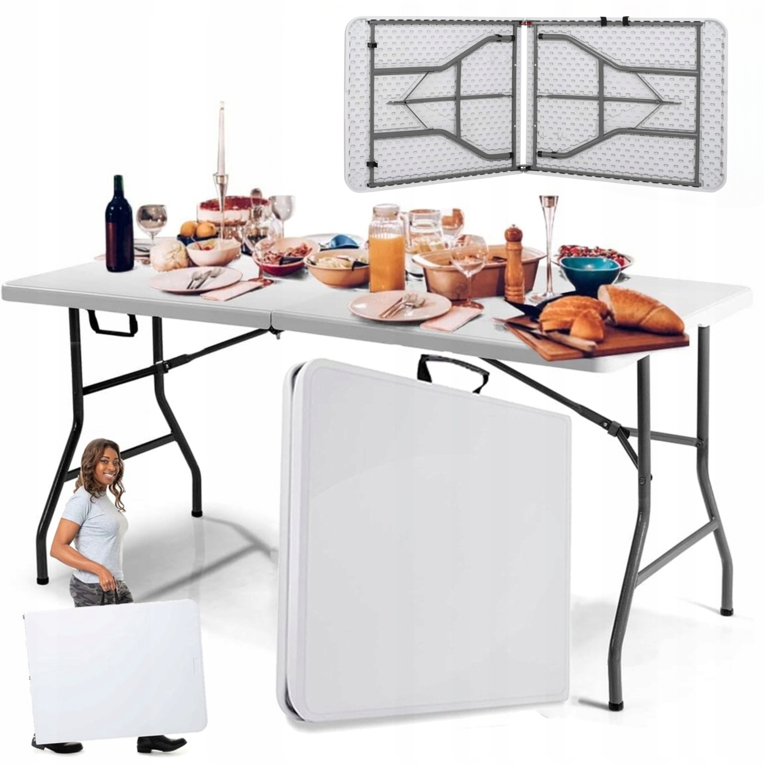 Stół Cateringowy Ogrodowy Składany 180CM Turystyczny Walizka Bankietowy XXL
