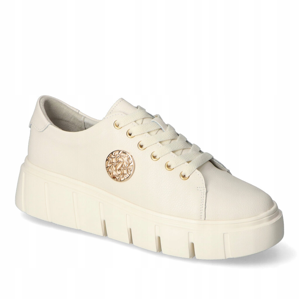 Kožené tenisky Goodin GD-FT-136 Béžová lico Zlaté ozdobné doplňky 39