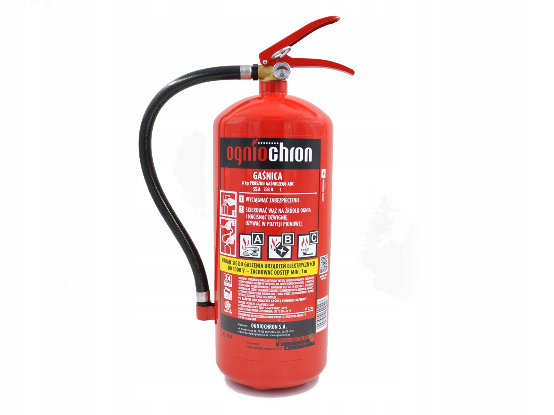 Gaśnica proszkowa GP-6xABC Ogniochron do kotłowni garażu rok 2026