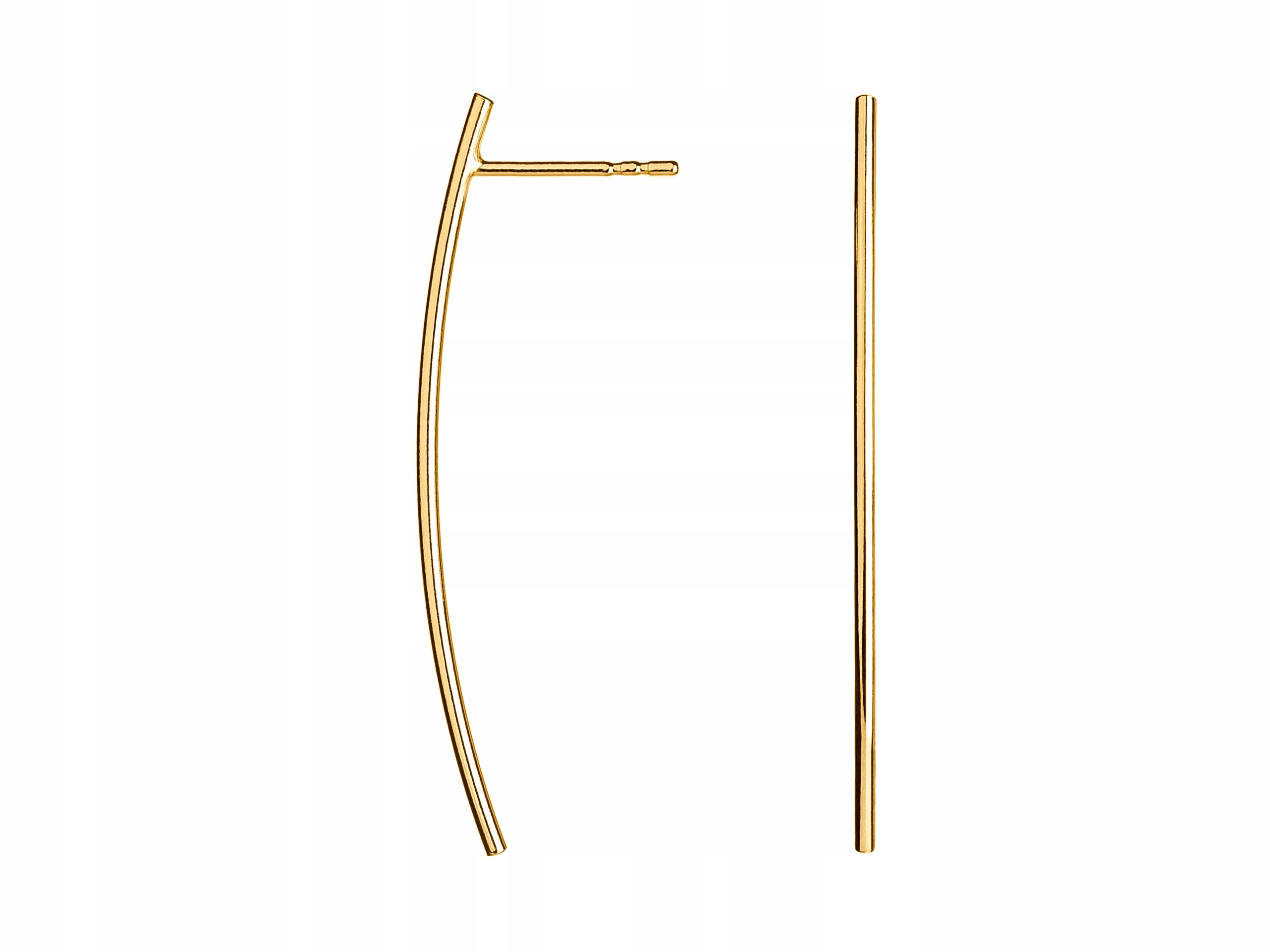 Stříbrné Náušnice Pozlacené Dlouhé Trubičky 3cm Zlaté Oblouky Dámské Puzetky 925