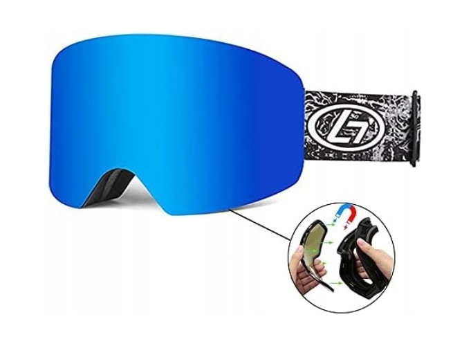 Gogle Narciarskie Snowboardowe Niebieskie Obaolay Uv 400 Cat. 3 Otg Etui