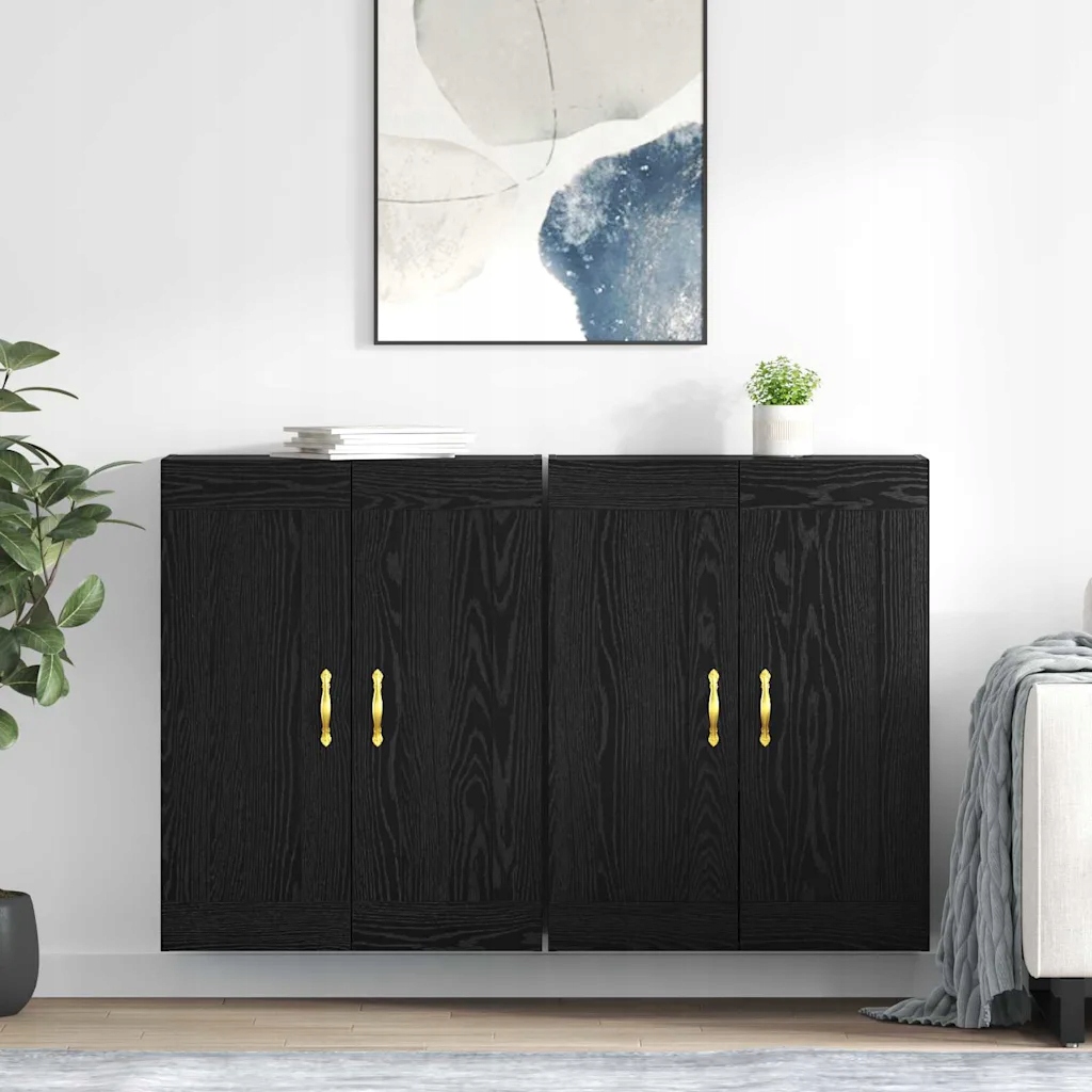vidaXL Nástěnná skříň Nástěnný 2 pcs Černý dub 69,5 x 34 x 90 cm
