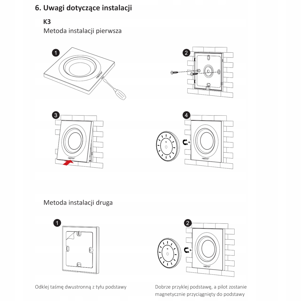 MIBOXER MILIGHT PILOT PANELOWY CCT CZARNY K3B NA MAGNES EAN (GTIN) 6970602185396