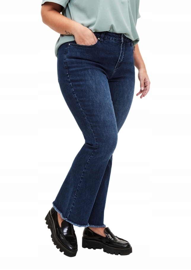 Plus Size Zizzi Tmavě Modré Přetíratelné Džínové Kalhoty Bootcut 029B 52