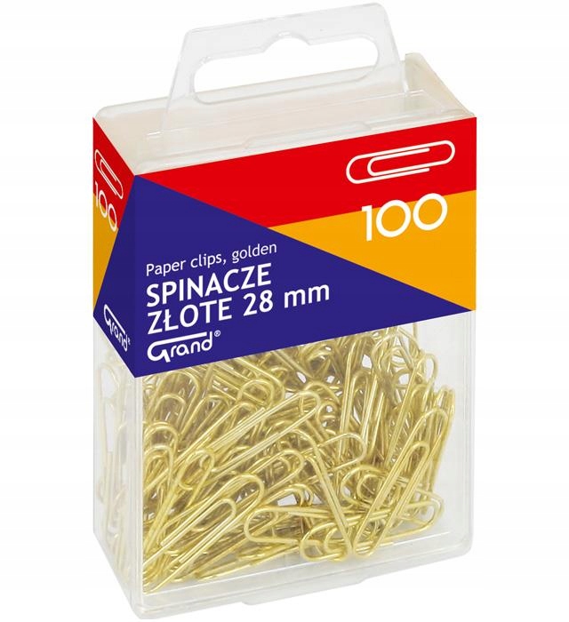 

Spinacz Grand 28mm złoty op.100 pud.plastikowe 110
