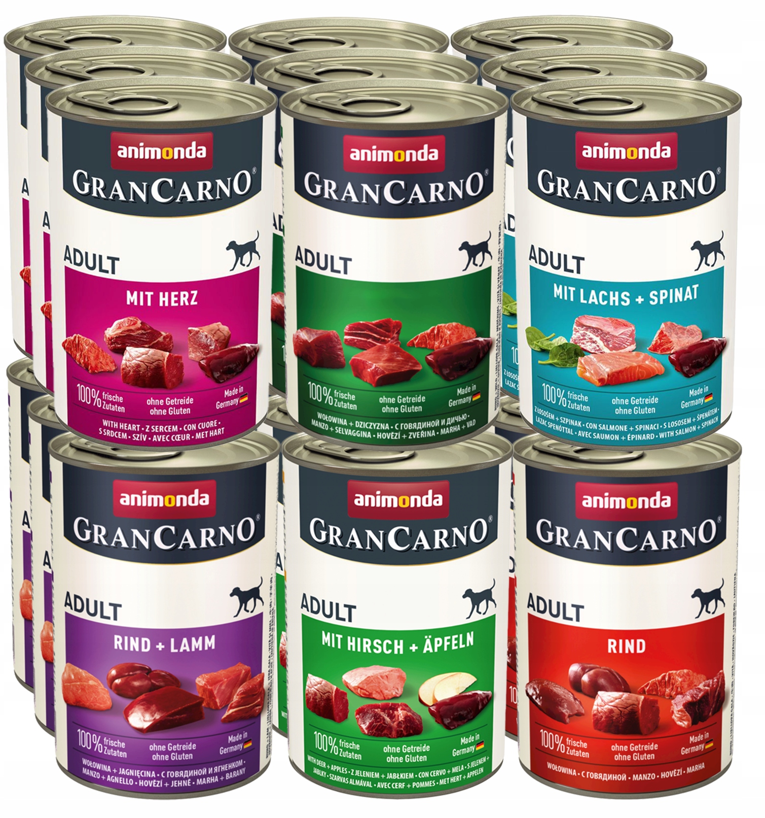 Animonda GranCarno Adult konzerva Set 18x400g – MIX 6 příchutí Bez Drůbeže