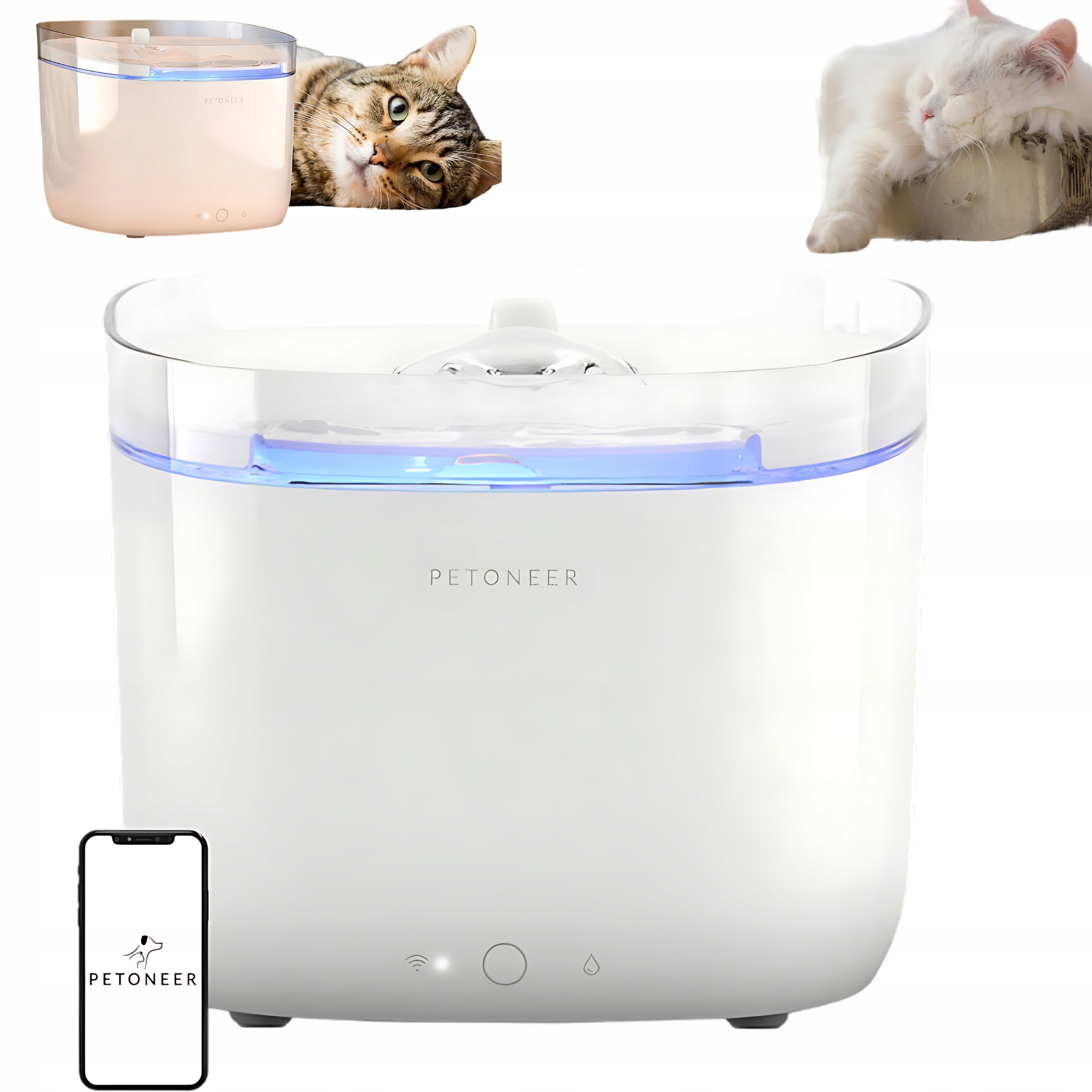 Levně Fontána Napáječka pro zvířata Pro Psa Kočku Petoneer Fresco Mini Pro Wifi