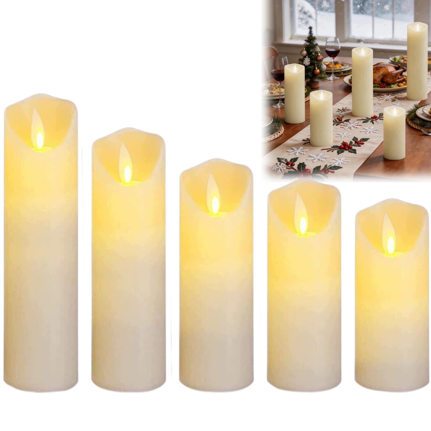 Sada 5 Led Svíček S Efektem Plamene, Usb, Vosk Ovladače