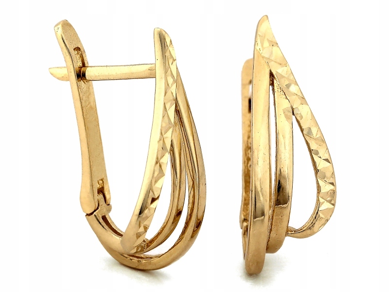 Náušnice dámské zlaté 585 trojité anglické dárek k Valentýnu