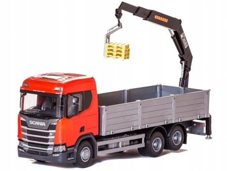 Emek Scania R Next Gen červená bedna, jeřáb