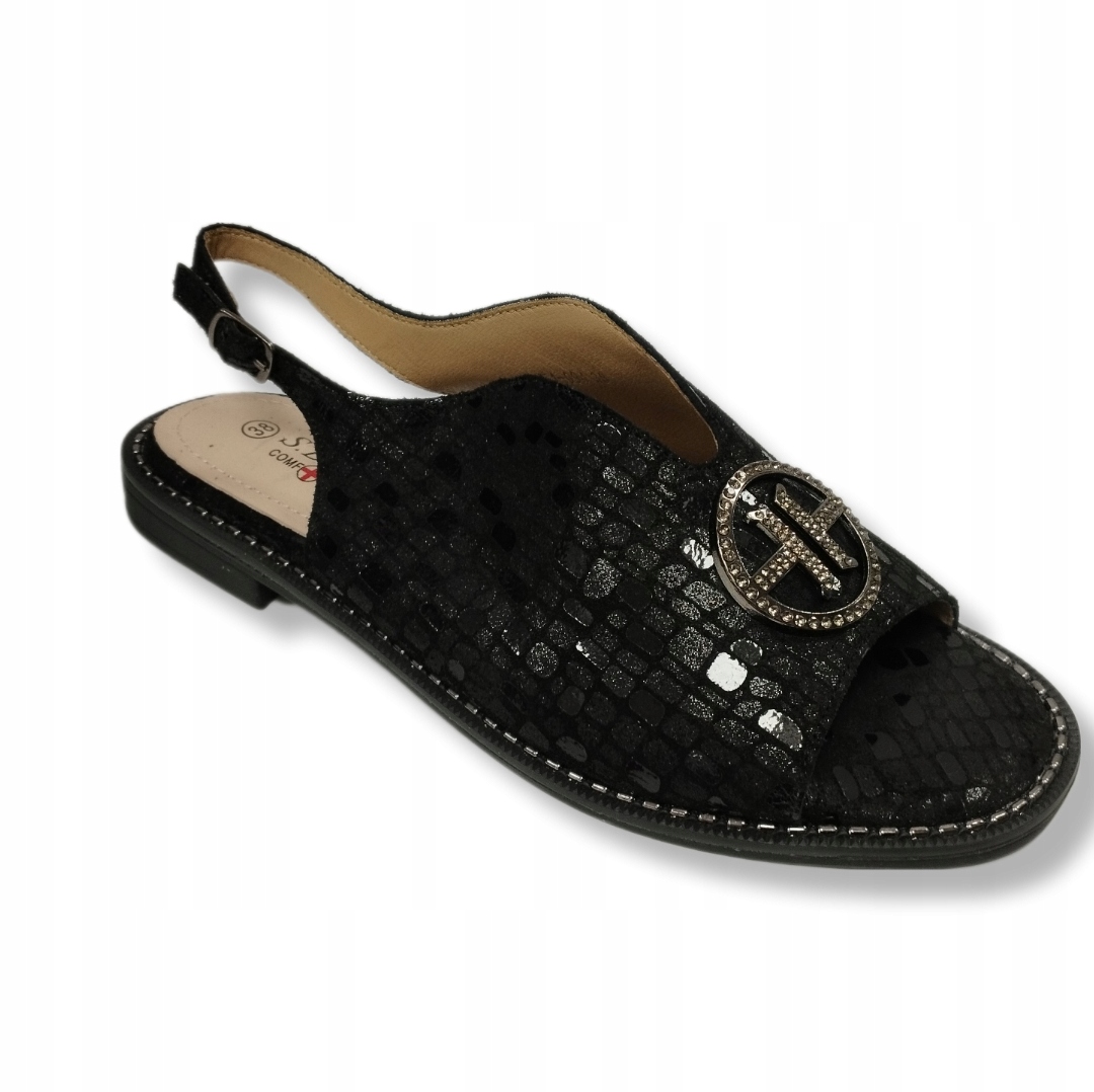 komfort sandály ozdoba zirkony S.barski KV51-094 černé vel.38