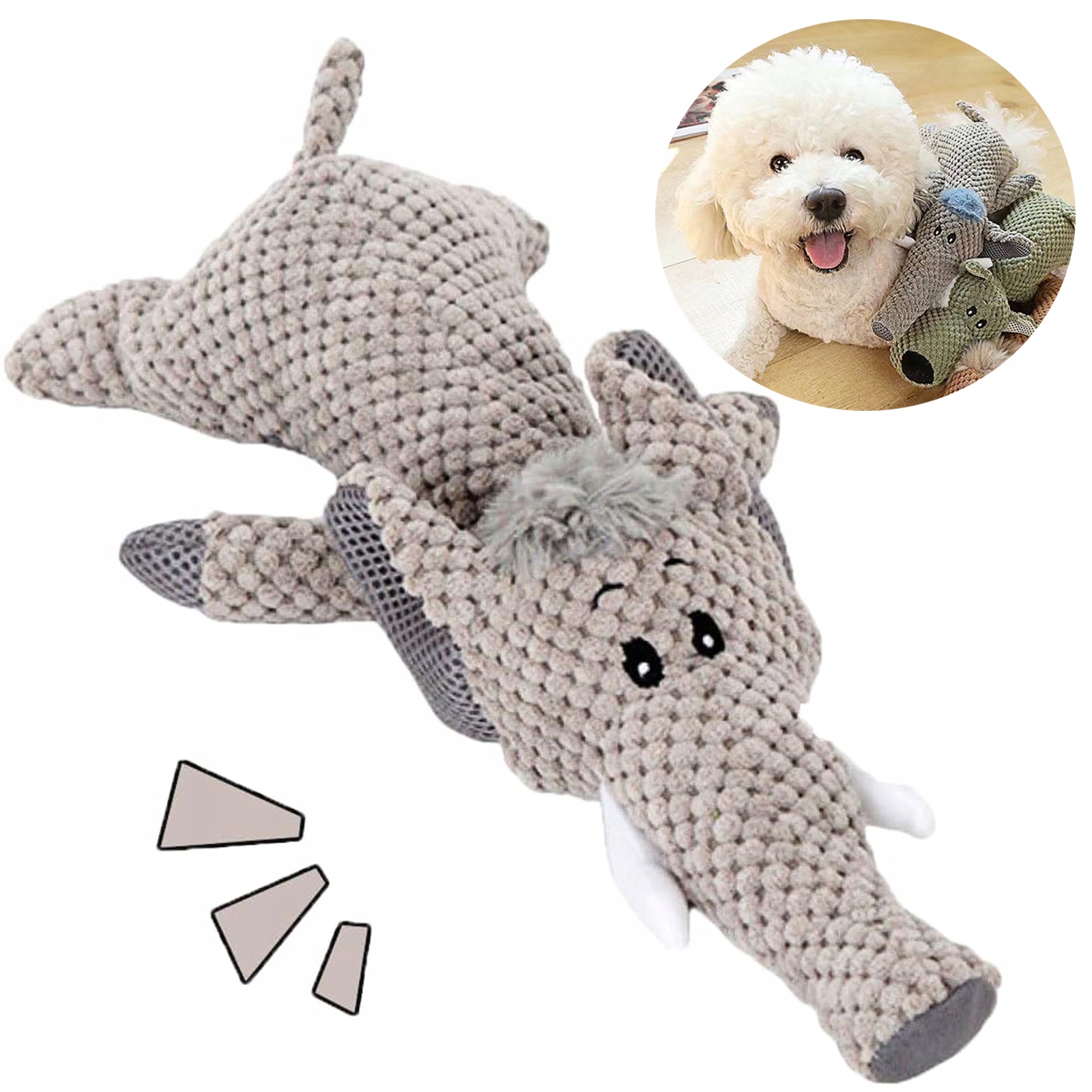 Hračka Pro Psa A Kočku XXL Plyšová K Zousání Vycpávané Zvířátko Pískací Odolný Slon