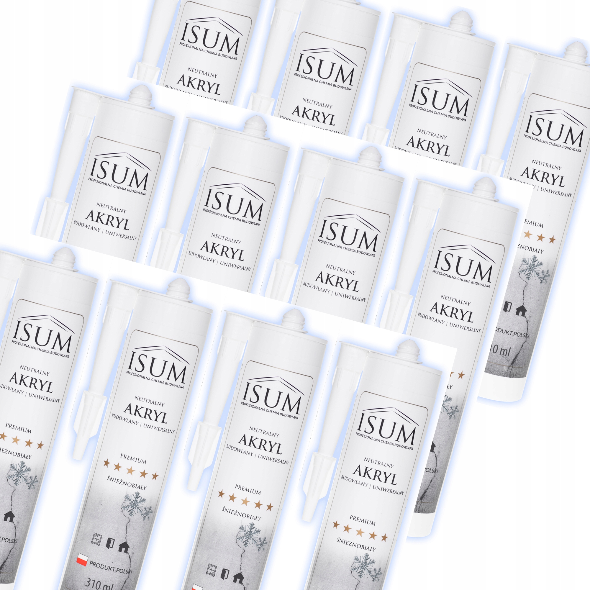 12 x Isum Akryl Stavební malovatelný 310 ml akrylový tmel bílý