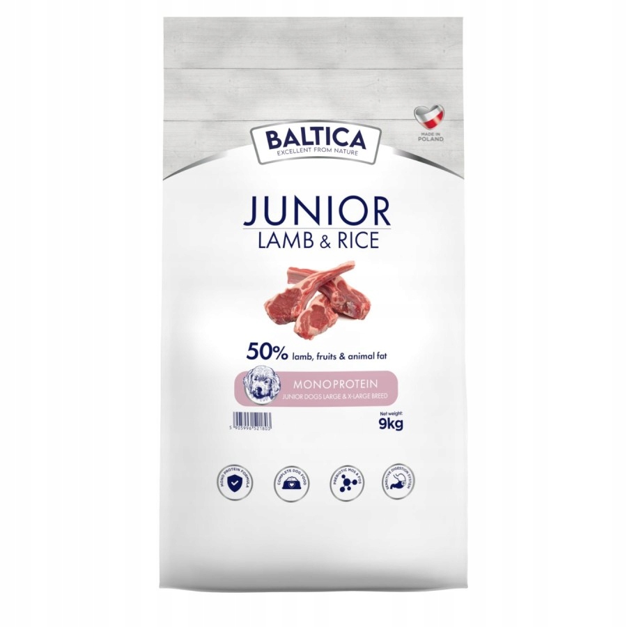 Levně Baltica Jehněčí s rýží L/XL 9 kg Suché Krmivo pro mladé psy