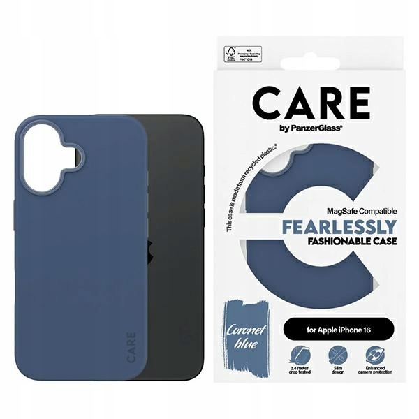 Pouzdro Care by PanzerGlass Fashion Case pro iPhone 16 6.1", modré/modré, MagS
