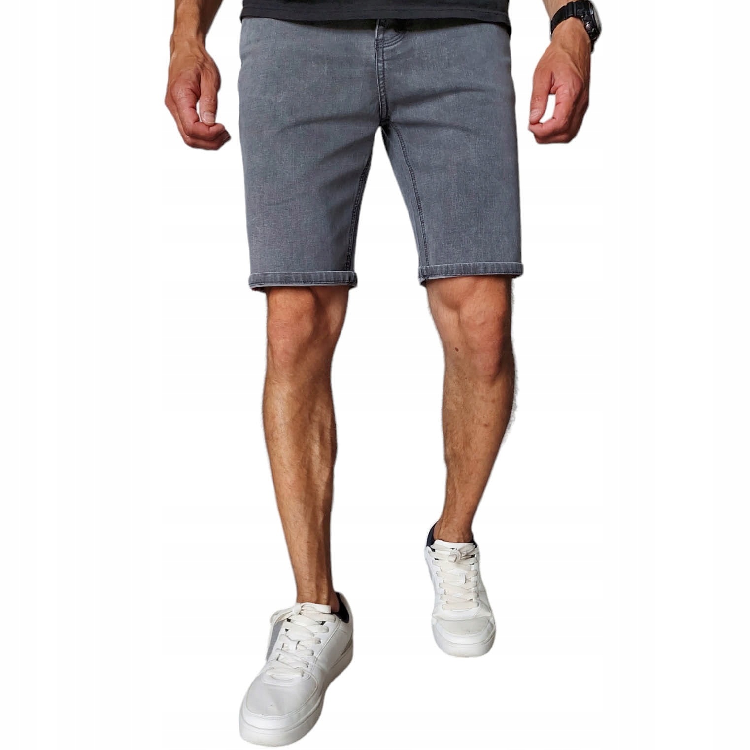 Krátké kraťasy Klasické džíny grafitové 30