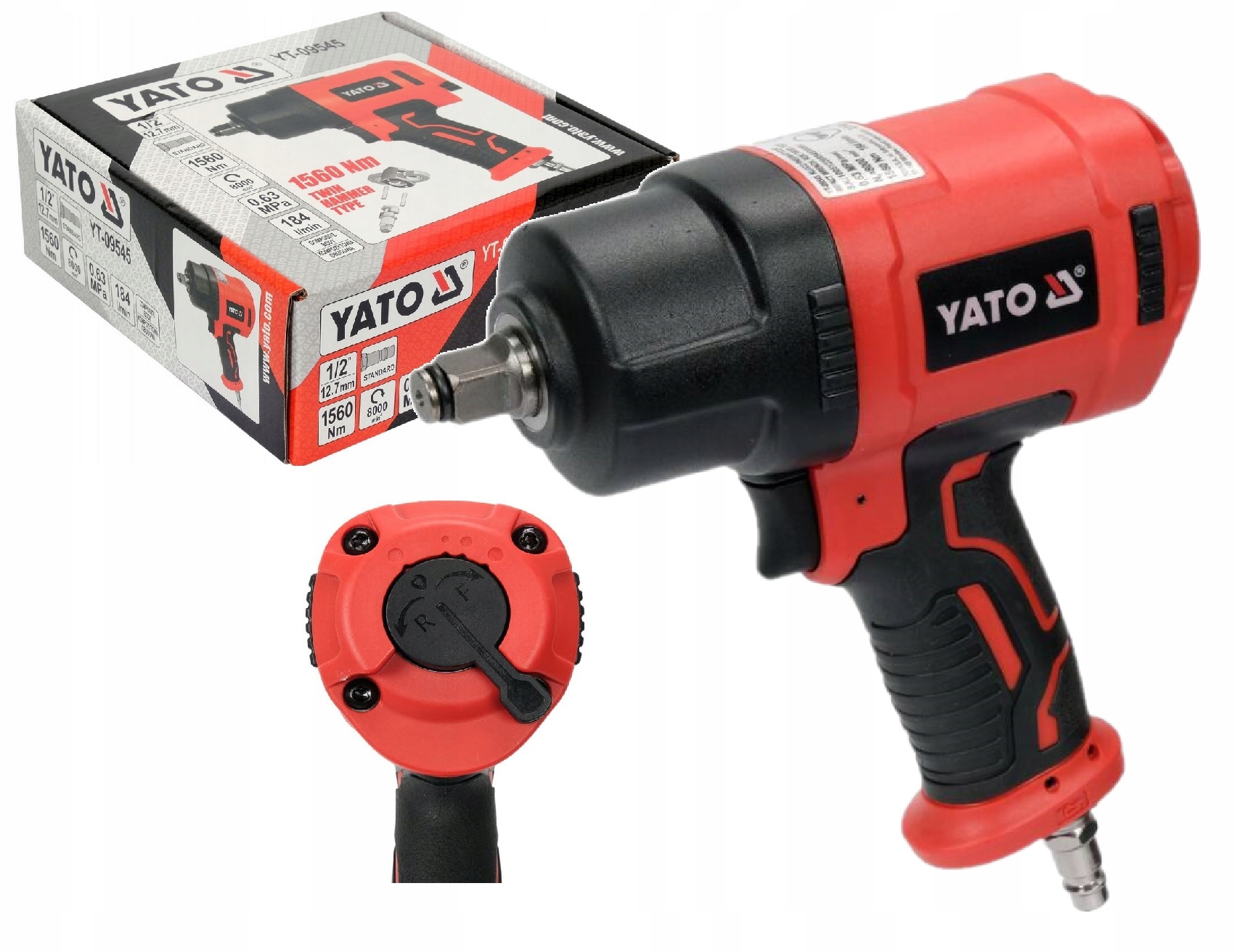 Pneumatický Udarový Kľúč 1/2" 1560 Nm Kompozitný Yato YT-09545