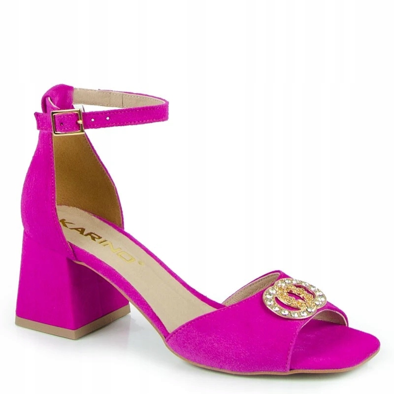 Amarantové dámské sandály na stabilním koženém podpatku Karino 39
