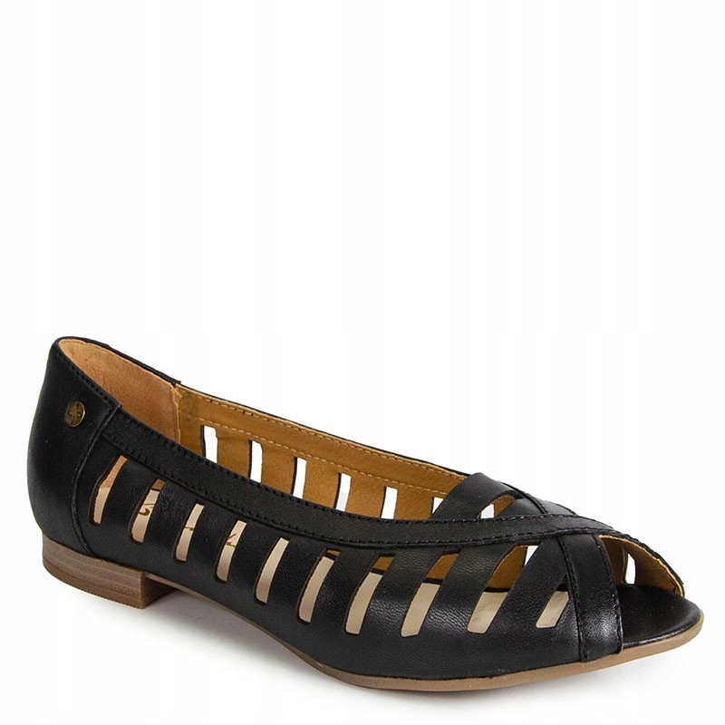 Maciejka P7540-01/00-1 Černé Kožené Ažurové Baleríny 36