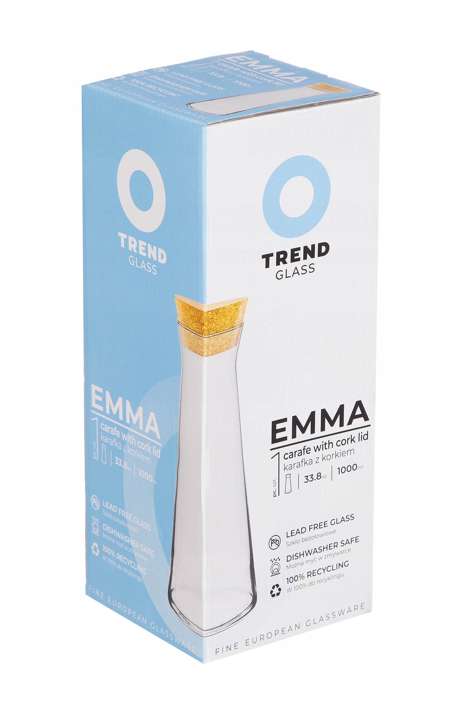 Karafka do soku napojów lemodniady z korkiem TG EMMA 1145 ml Pojemność 1 l