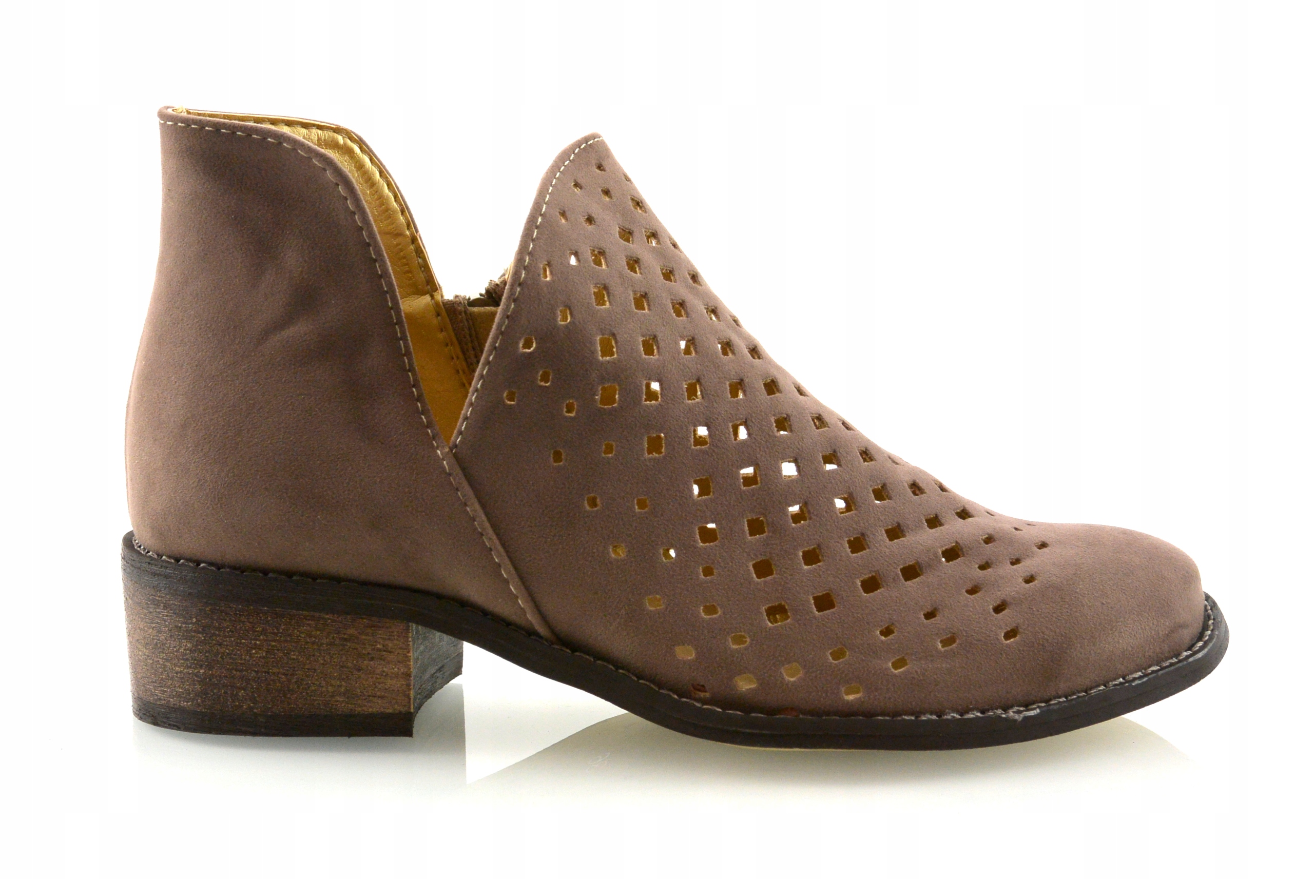 Polské Hnědé Ažurové Kotníkové Boty Jarní A Podzimní 36