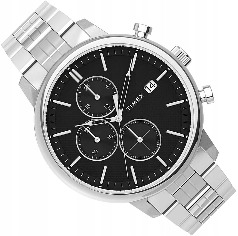 Pánské Hodinky Timex TW2V01600 Elegantní Ocelové Chrono S Datem Box Ø45 mm