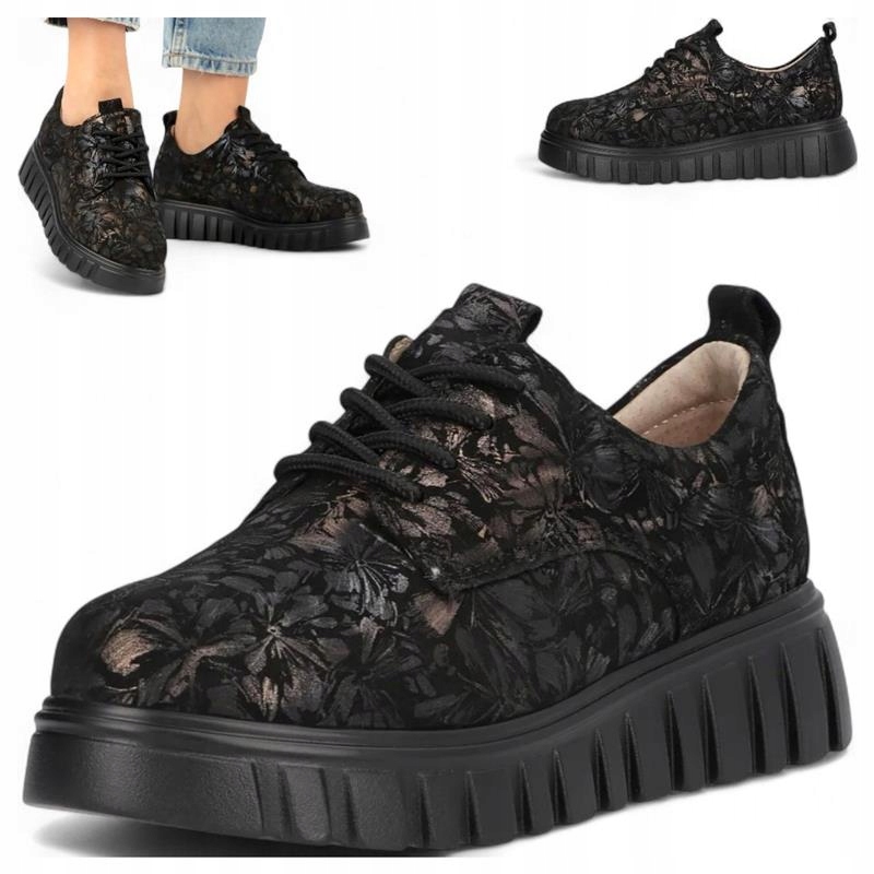 Sneakersy Damskie ze Skóry 36 Filippo Buty na platformie Wiązane