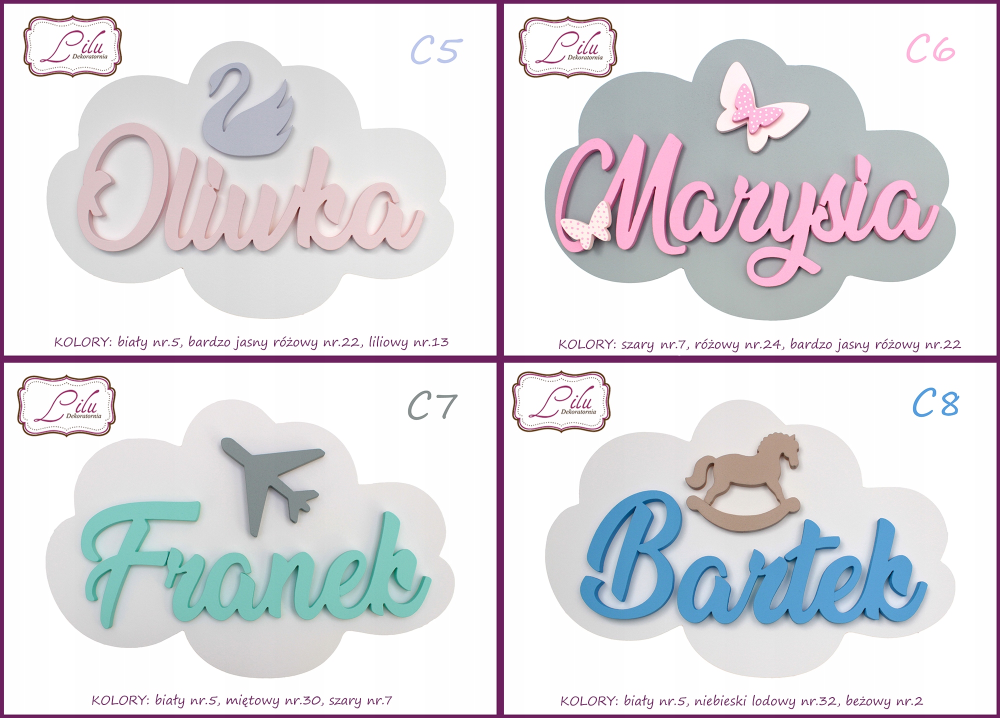 CHMURKA LITERKI IMIĘ DZIECKA 3D PREZENT NA ROCZEK Marka inna marka