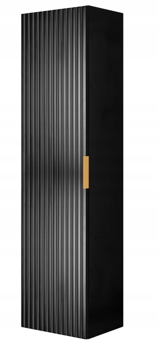 Závěsná koupelnová skříňka Sloupek Černý 136 cm Módní Rýhovaná čela Mdf