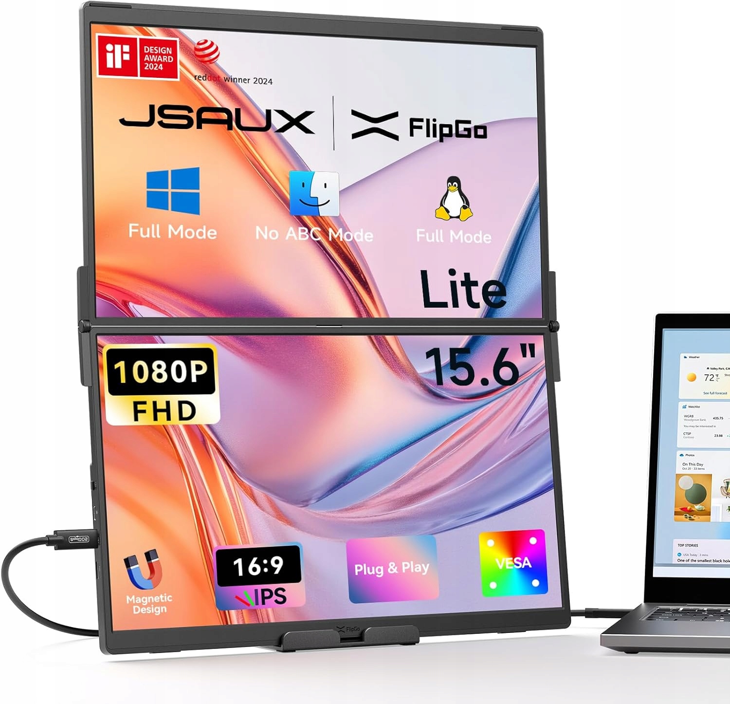 Jsaux FlipGo 15,6" Podwójny przenośny monitor przedłużenie ekranu M2113