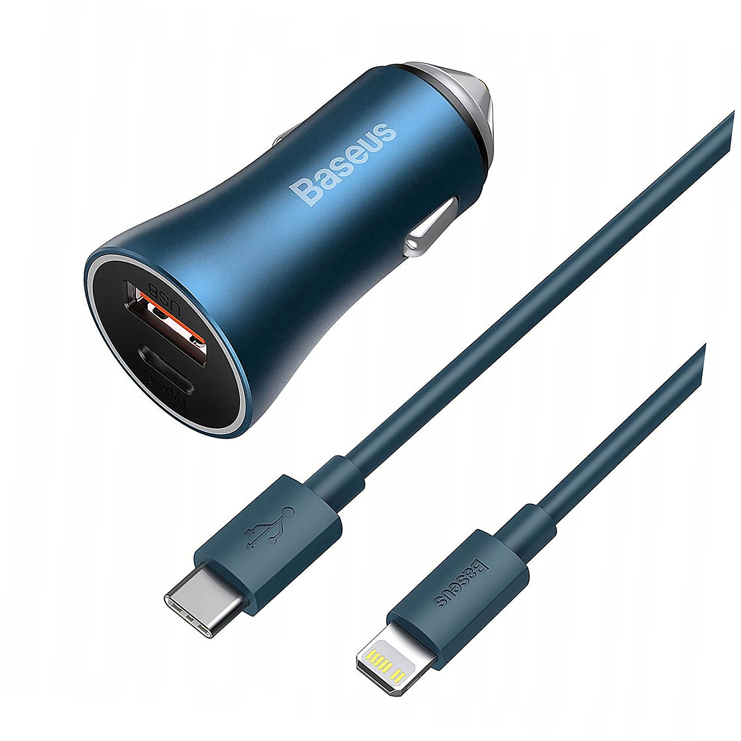 Baseus ładowarka samochodowa Usb-c Usb 40W Pd QC4+ Scp Fcp kabel Lightning