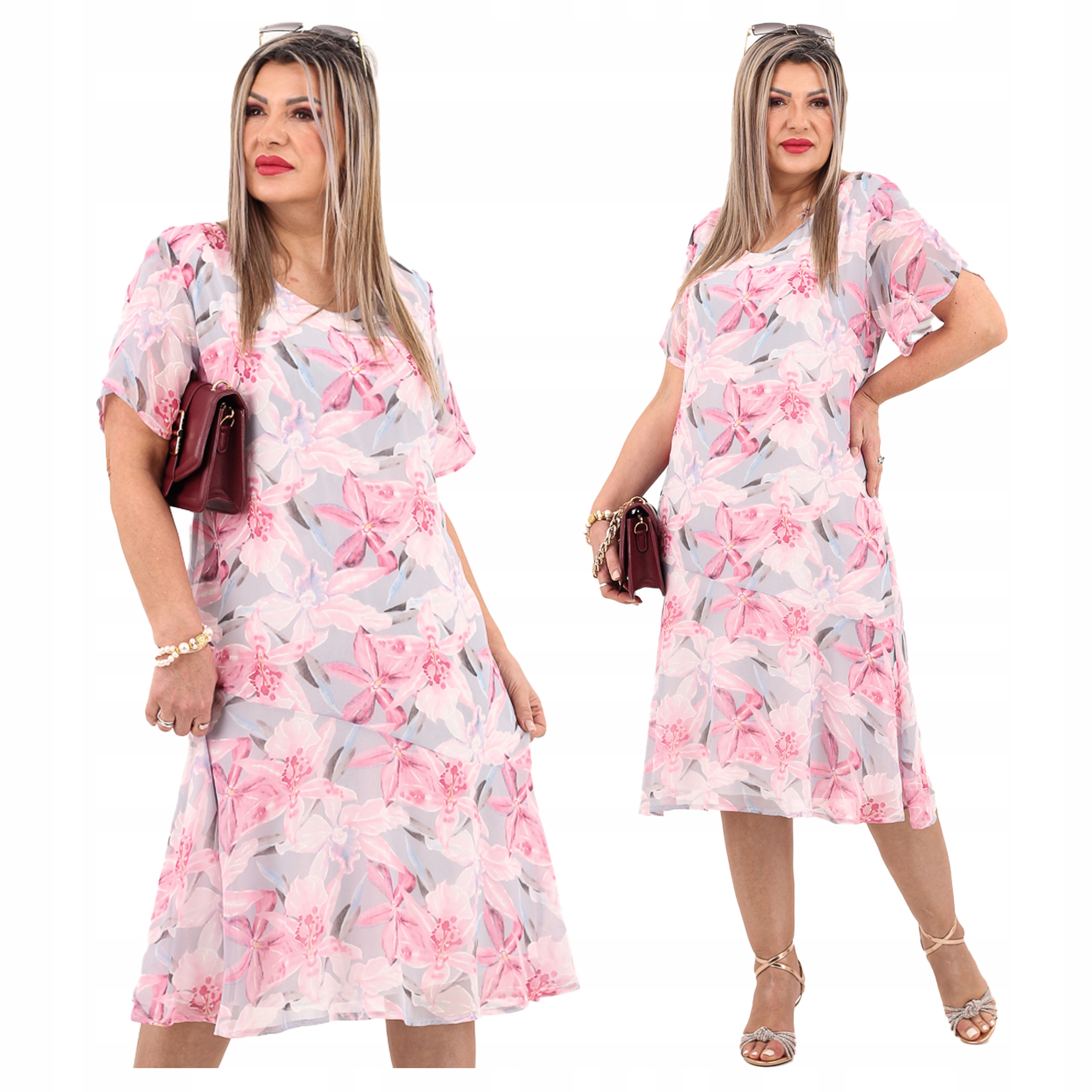 Sukienka szyfonowa na wesele duże rozmiary Polski Producent