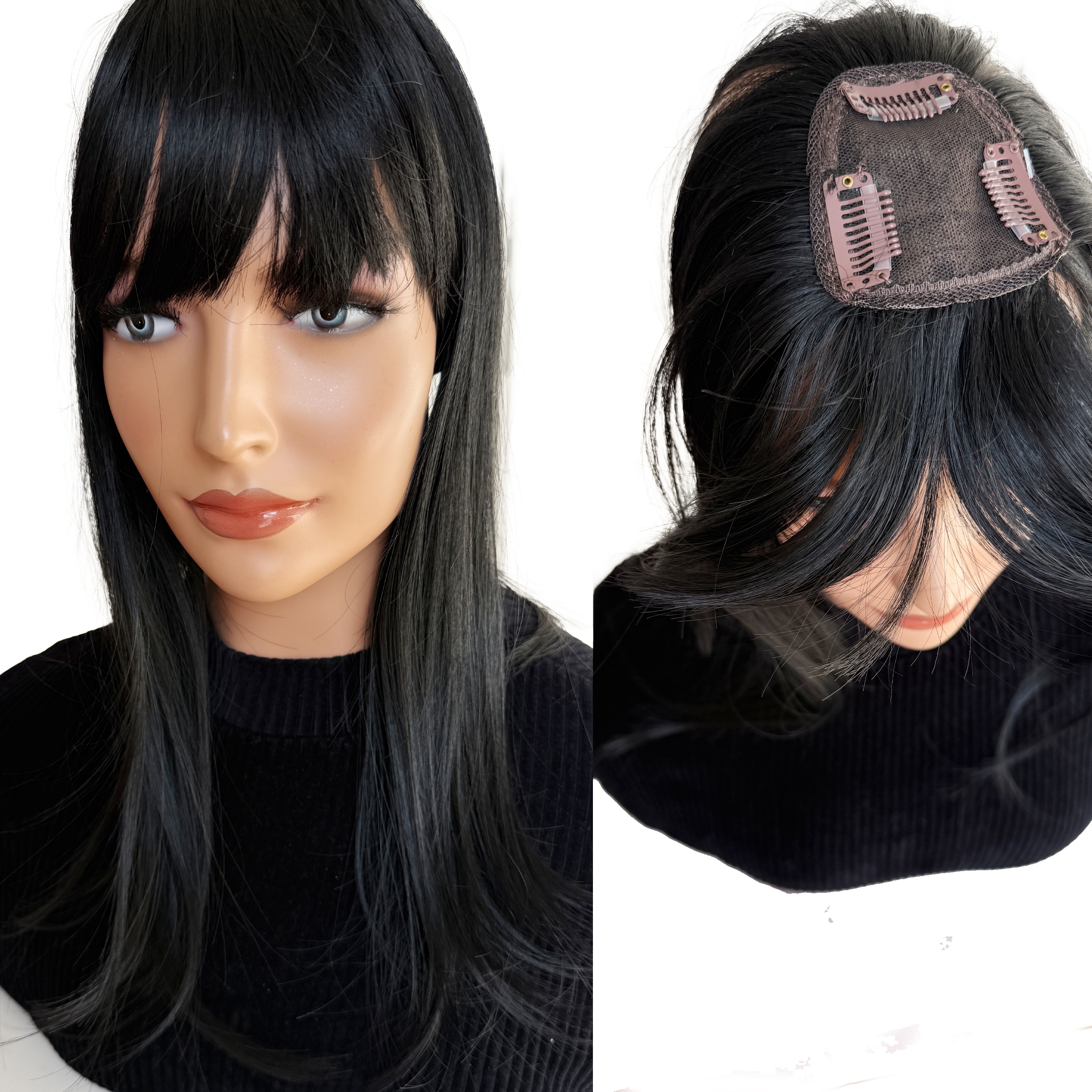 Topper Tupet ze syntetických vlasů Clip In Alopecie 40 cm s ofinou