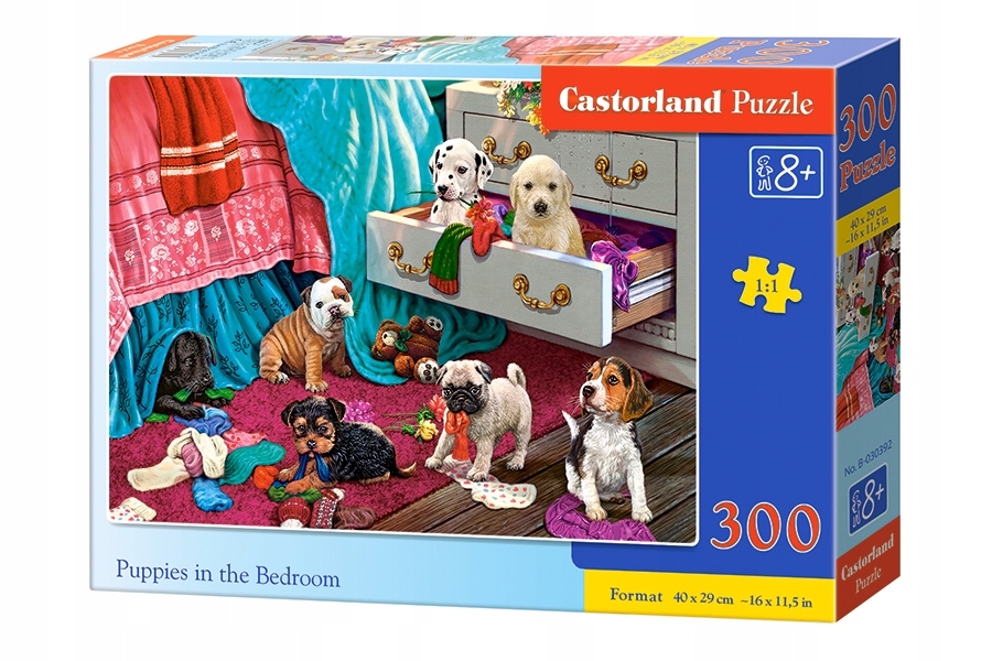 Puzzle 300 Puppies in Bedroom Castorland EAN (GTIN) 5904438030392