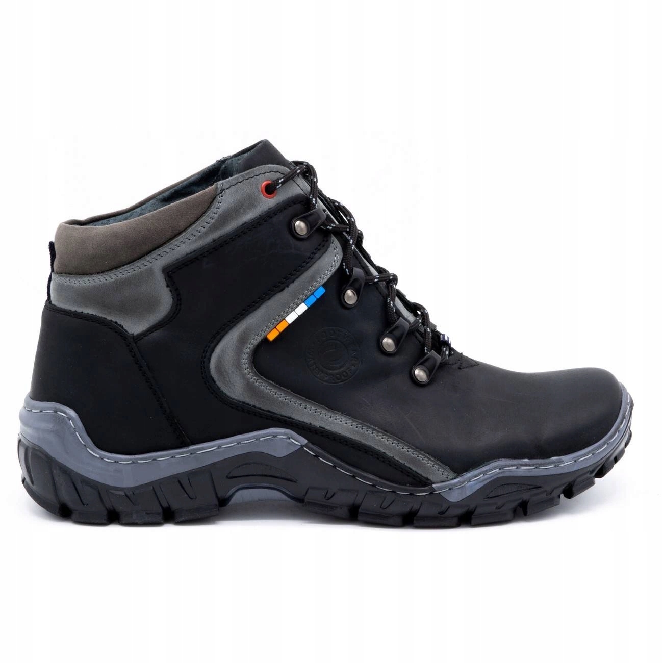 Buty męskie zimowe skórzane 129GT Czarne 43