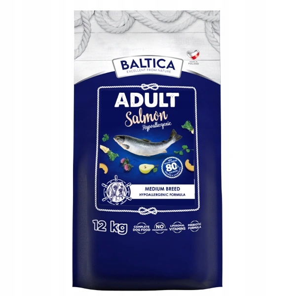 Baltica Hypoallergenic Adult Salmon M 12kg+ przysmaki
